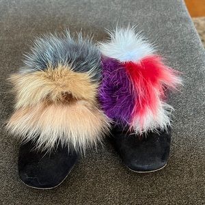 Stuart Weitzman furry slides